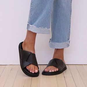 Alias Mae Solaris Leather Slip on Flat Slide Sandals size 9